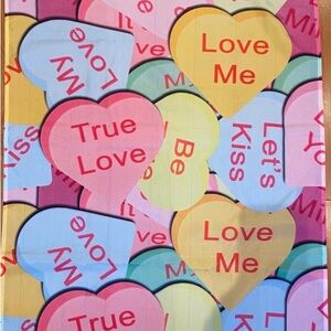 Multicolorored Valentine Candy Hearts Flag